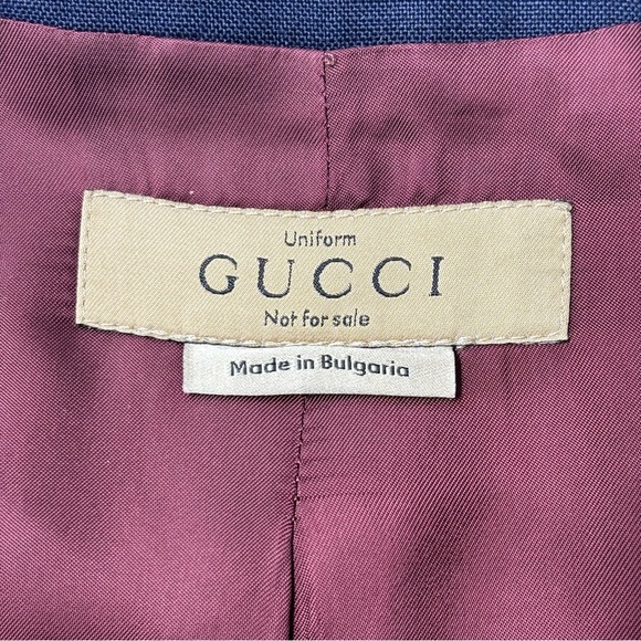 Gucci Uniform Linen Blend Blazer Jacket with Brass Buttons Navy Blue Size EU 44 - Picture 9 of 16